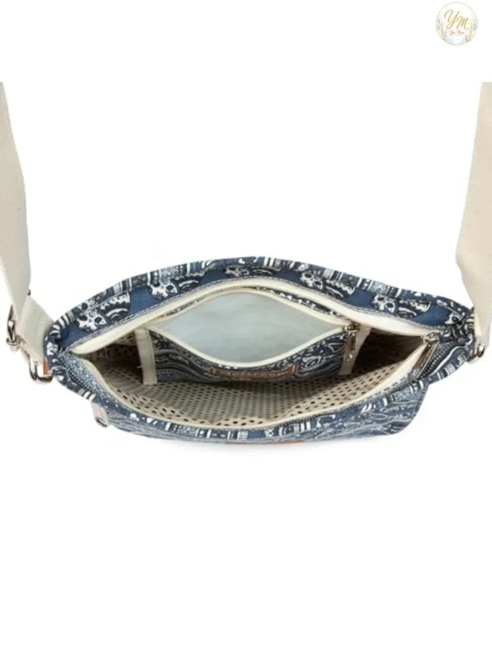 Canvas Floral Crossbody Bag Multi Pocket Travel Satchel Purse